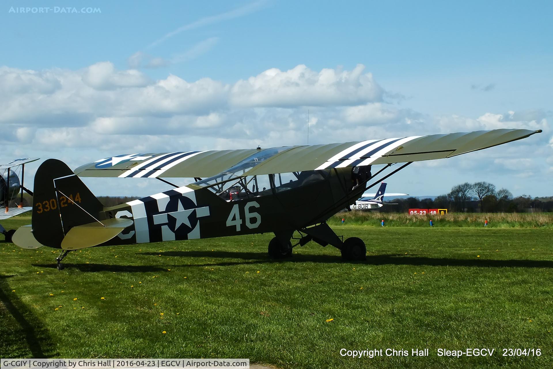 G-CGIY, 1943 Piper L-4H Grasshopper (J3C-65D) C/N 11535, at the Vintage Piper fly in, Sleap