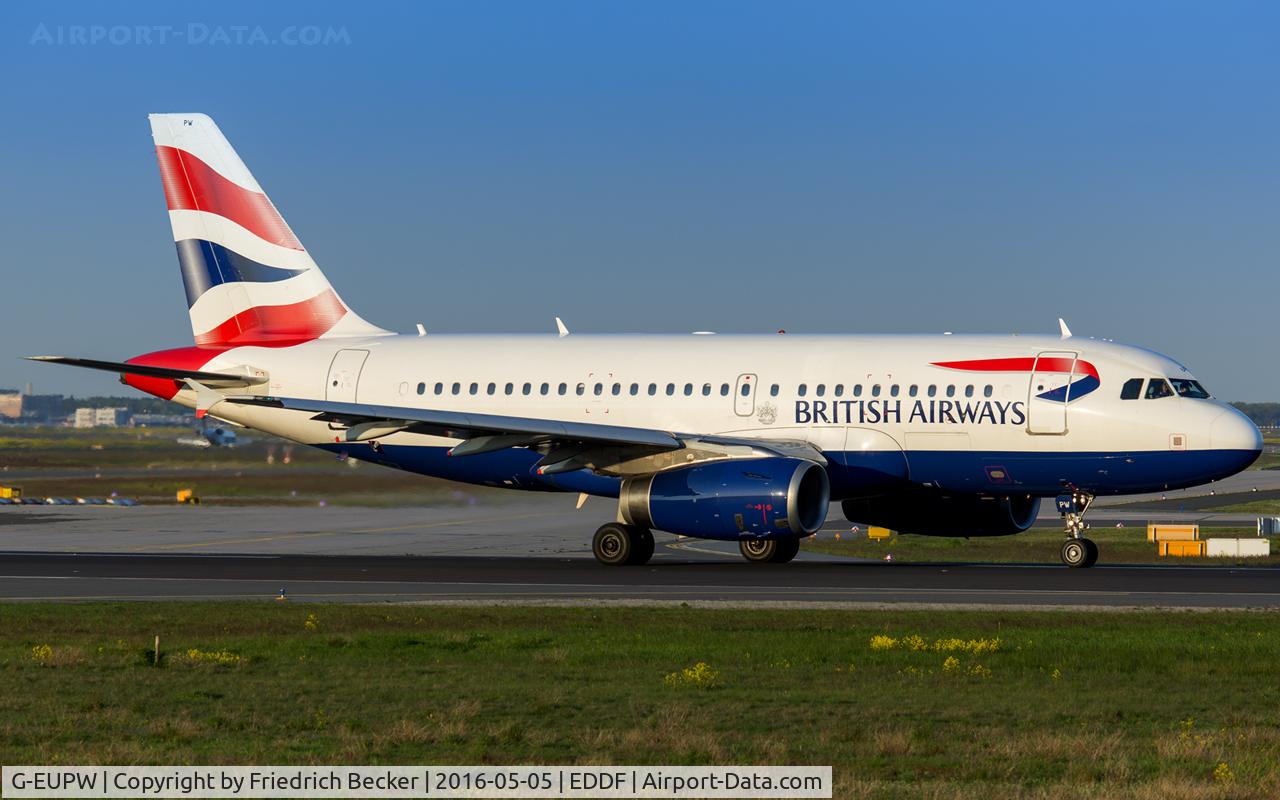 G-EUPW, 2001 Airbus A319-131 C/N 1440, line up prior departure via RW18W