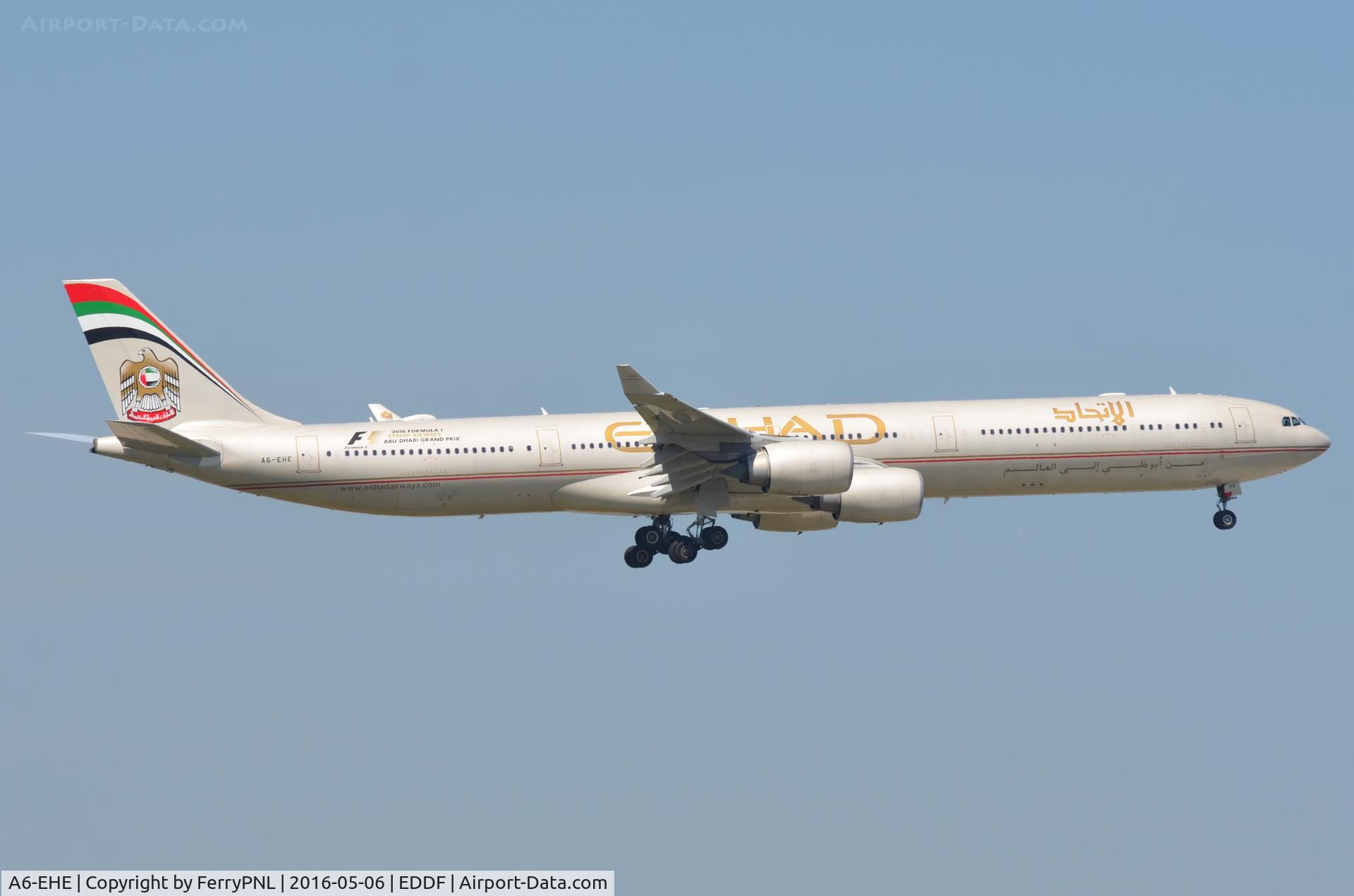 A6-EHE, 2007 Airbus A340-642X C/N 829, Etihad A346 landing in FRA