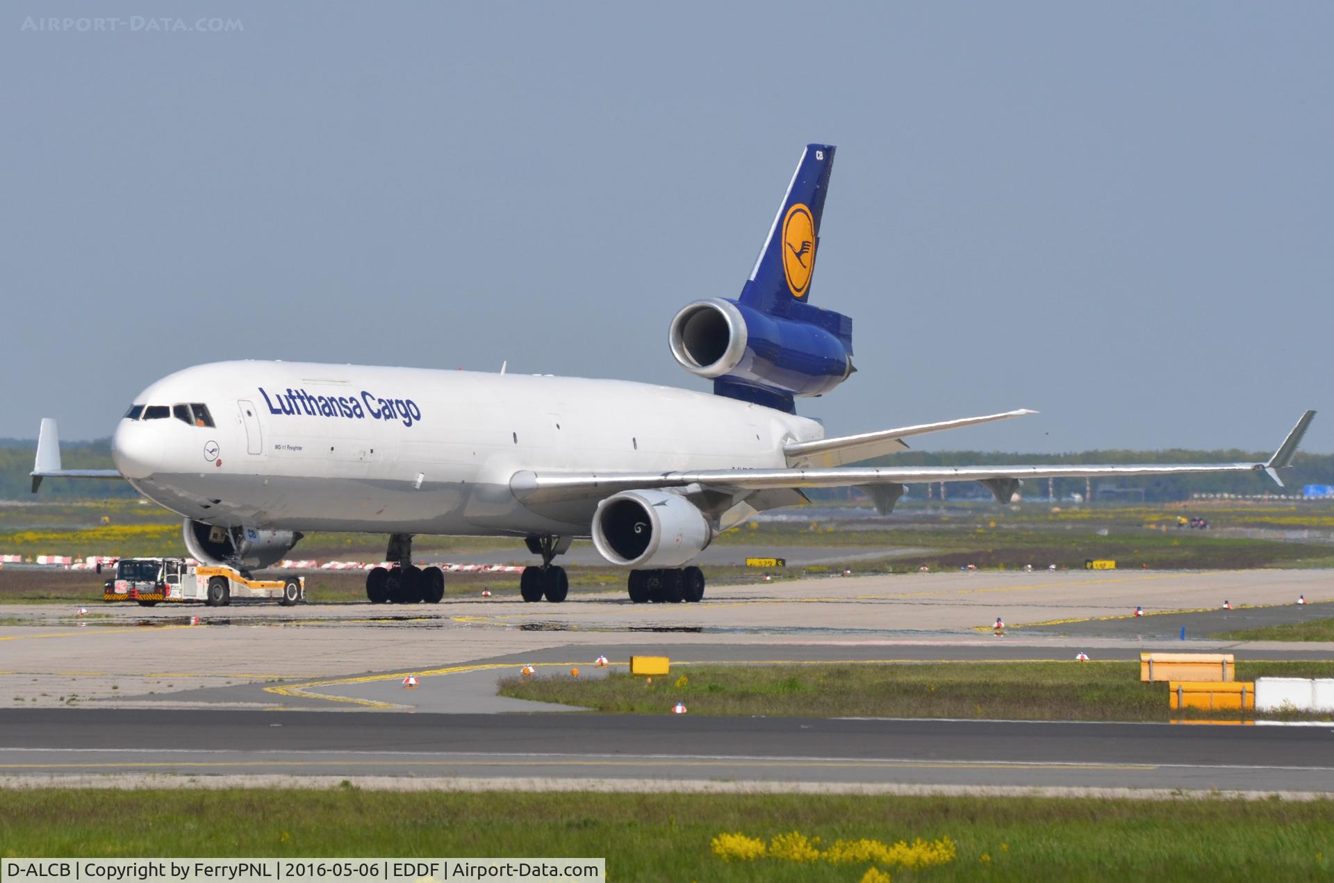 D-ALCB, 1998 McDonnell Douglas MD-11F C/N 48782, Lufthansa Cargo MD11F under tow.