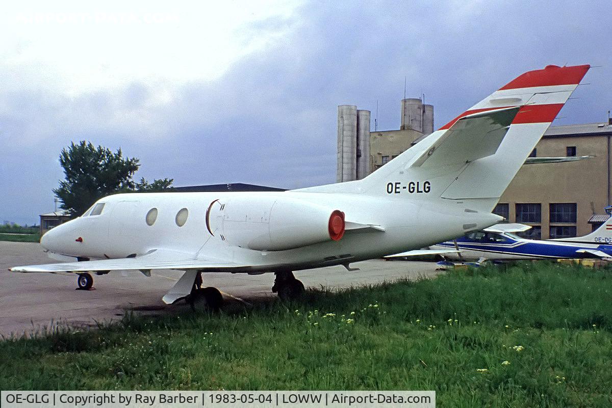 OE-GLG, 1977 Dassault Falcon 10 C/N 96, Dassault Falcon 10 [96] Vienna-Schwechat~OE 04/05/1983. From a slide.