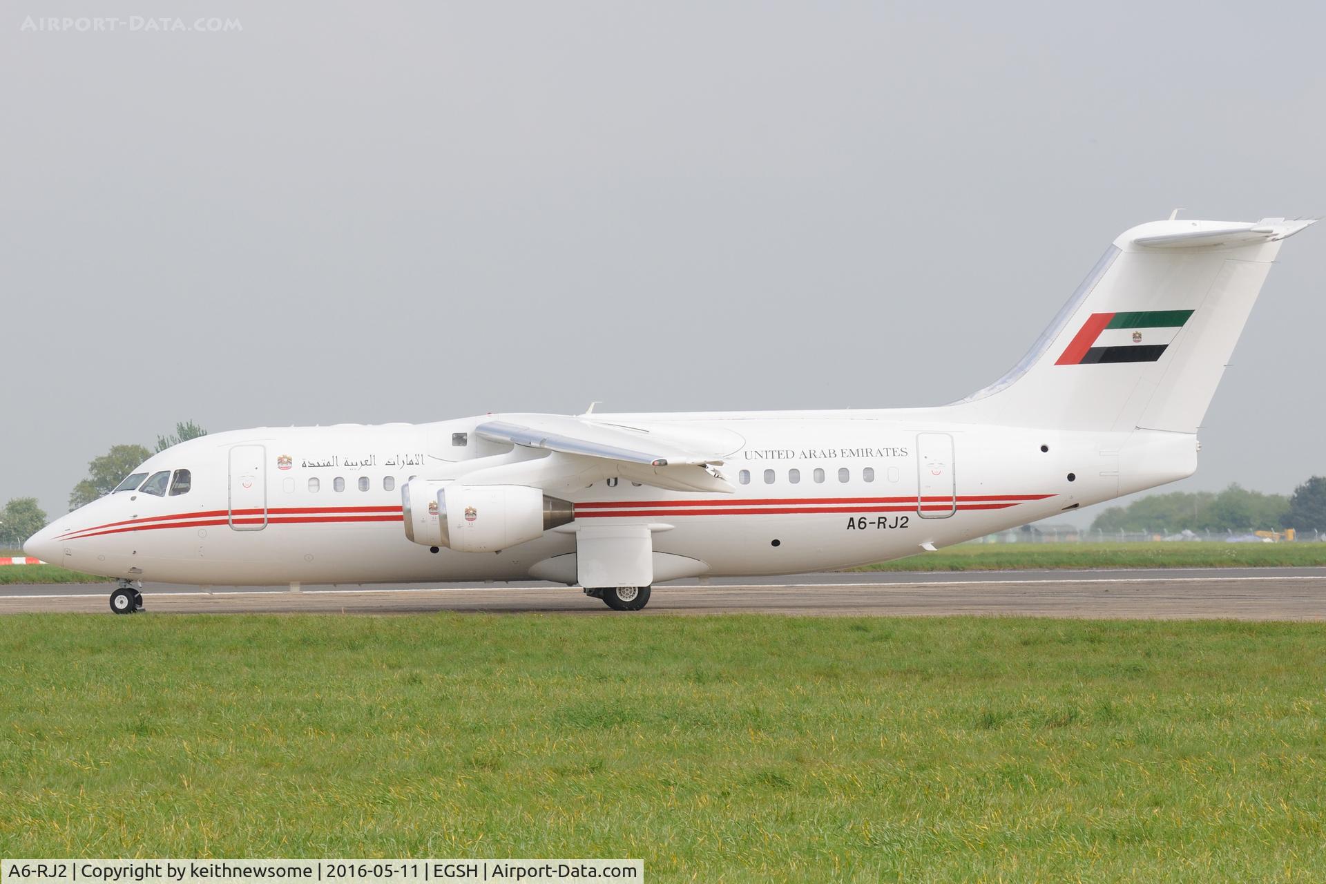 A6-RJ2, 1998 British Aerospace Avro 146-RJ85A C/N E2325, Leaving for air test.