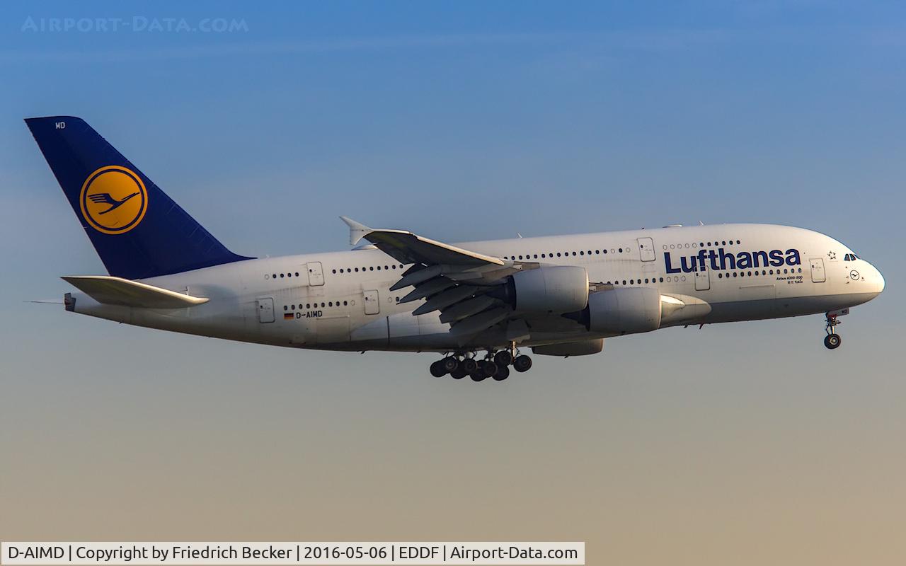D-AIMD, 2010 Airbus A380-841 C/N 048, on final RW07C