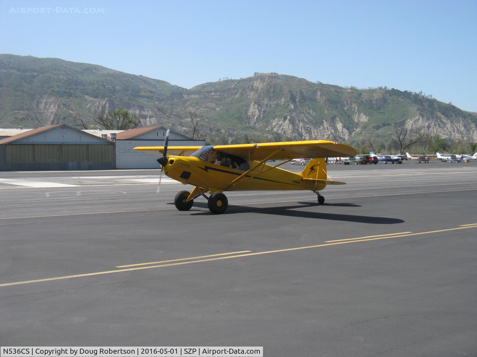 N536CS, 2007 Cub Crafters CC11-100 Sport Cub C/N CC11-00053, 2007 CubCrafters CC11-100 SPORT CUB E-LSA, Continental O-200A 100 Hp, taxi to Rwy 22 for takeoff