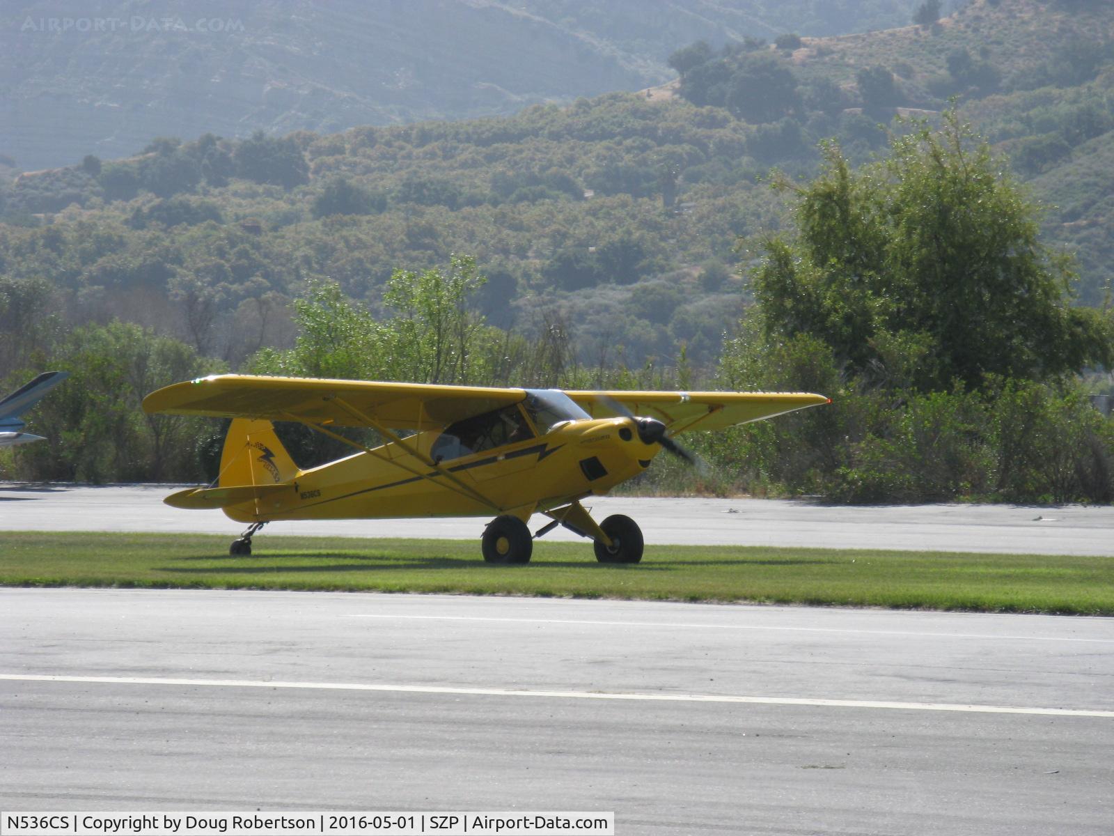 N536CS, 2007 Cub Crafters CC11-100 Sport Cub C/N CC11-00053, 2007 CubCrafters CC11-100 SPORT CUB E-LSA, Continental O-200A 100 Hp, landing Rwy 22L grass