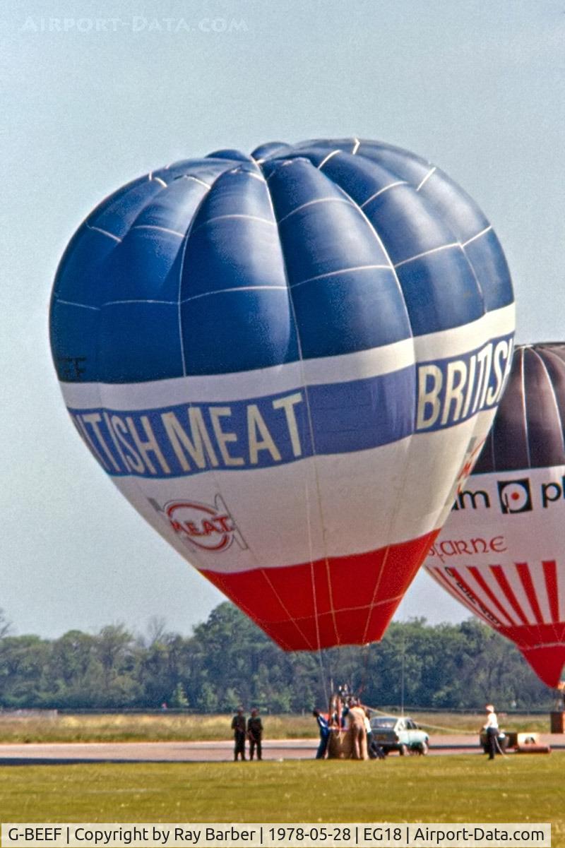 G-BEEF, 1977 Thunder Balloons Ax6-56 C/N 088, Thunder Ax6-56 HAFB [088] Bassingbourn~G 28/05/1978. From a slide.