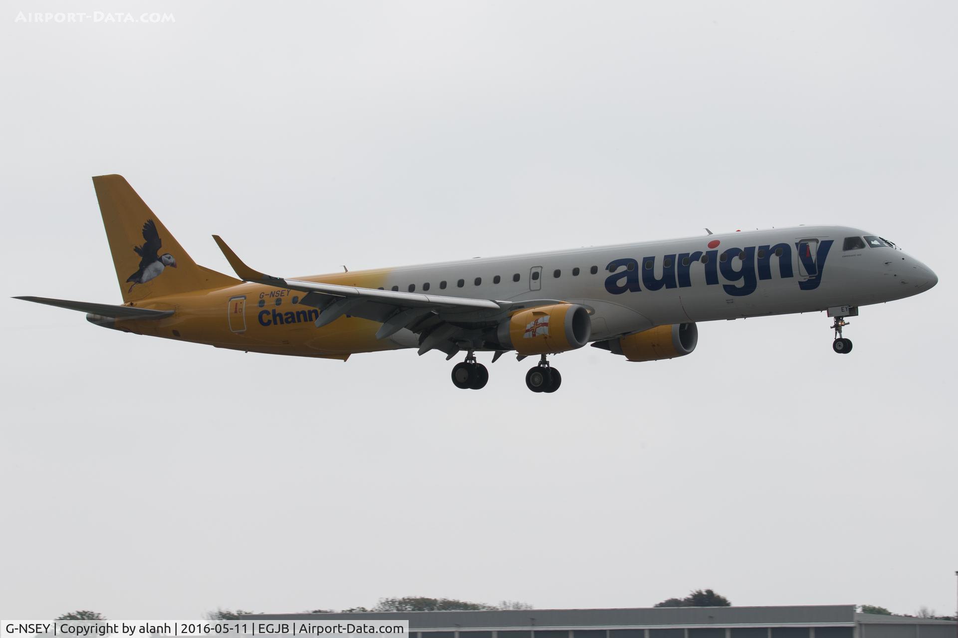 G-NSEY, 2014 Embraer 195STD (ERJ-190-200STD) C/N 19000671, On finals inbound from Gatwick