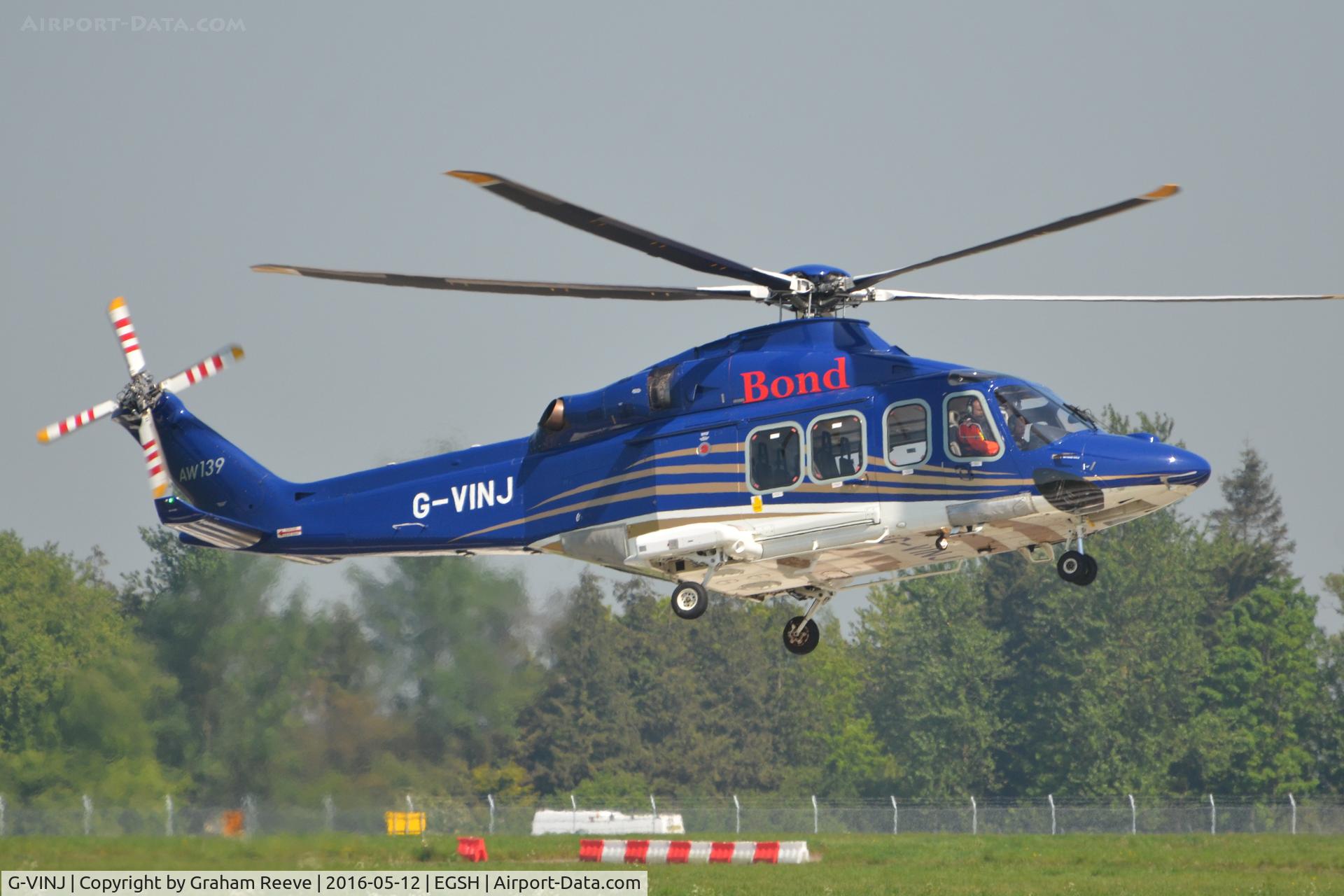 G-VINJ, 2013 AgustaWestland AW-139 C/N 41355, Landing at Norwich.