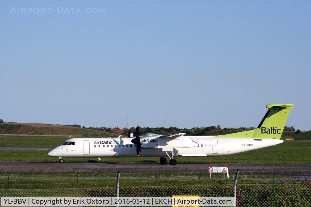 YL-BBV, 2013 De Havilland Canada DHC-8-402Q Dash 8 C/N 4444, YL-BBV just arrived rw 04L