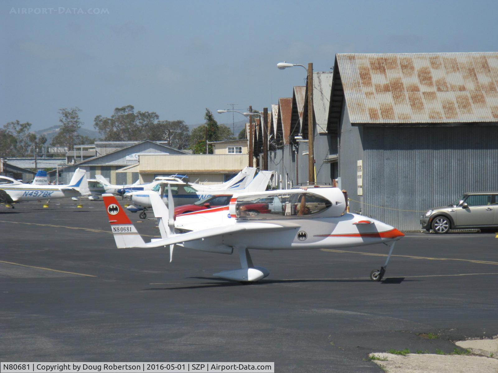 N80681, 1980 Rutan VariEze C/N 1424, 1980 Moore Rutan VARI-EZE, Continental C85 85 Hp pusher canard, taxi back