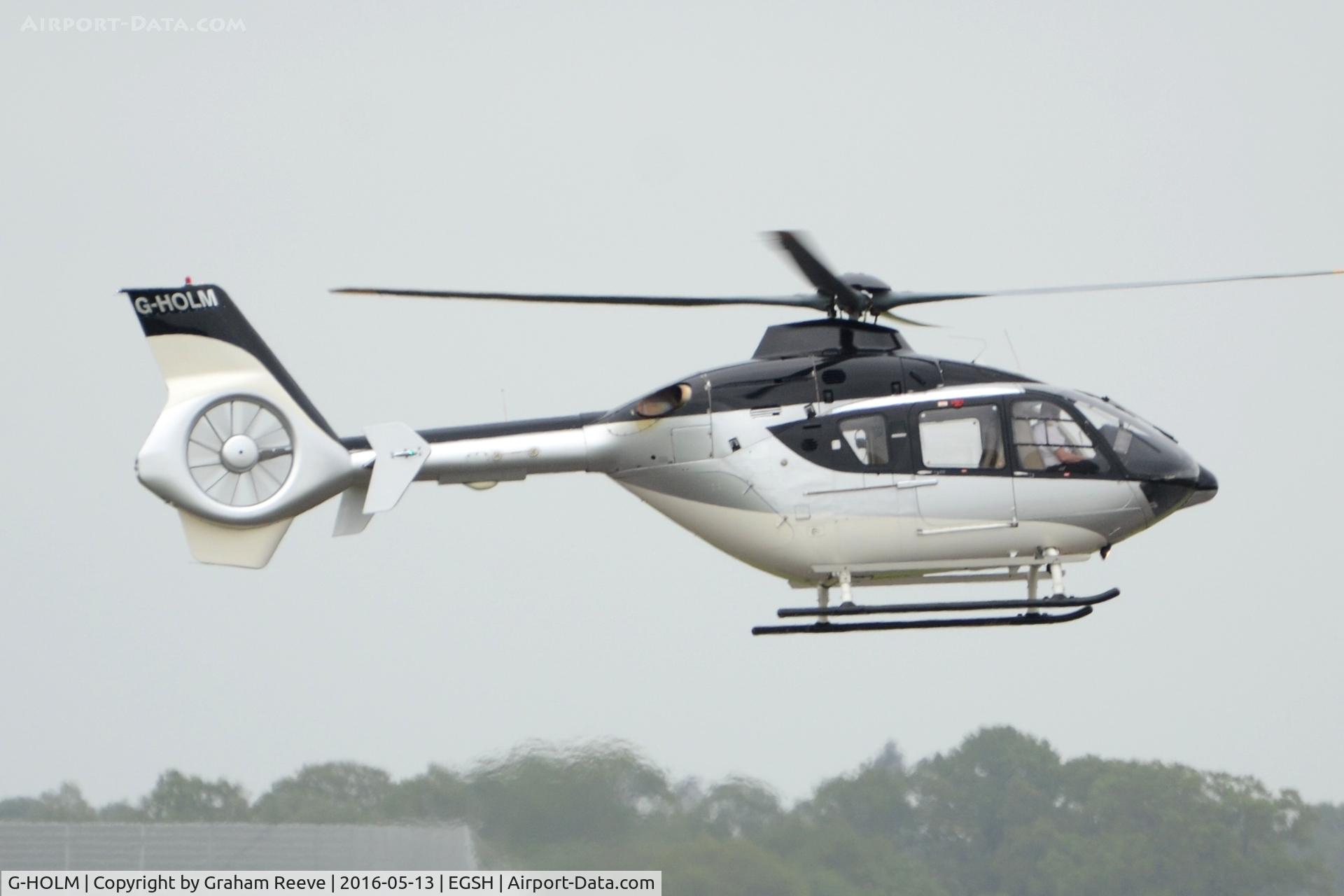 G-HOLM, 2007 Eurocopter EC-135T-2+ C/N 0574, Landing at Norwich.