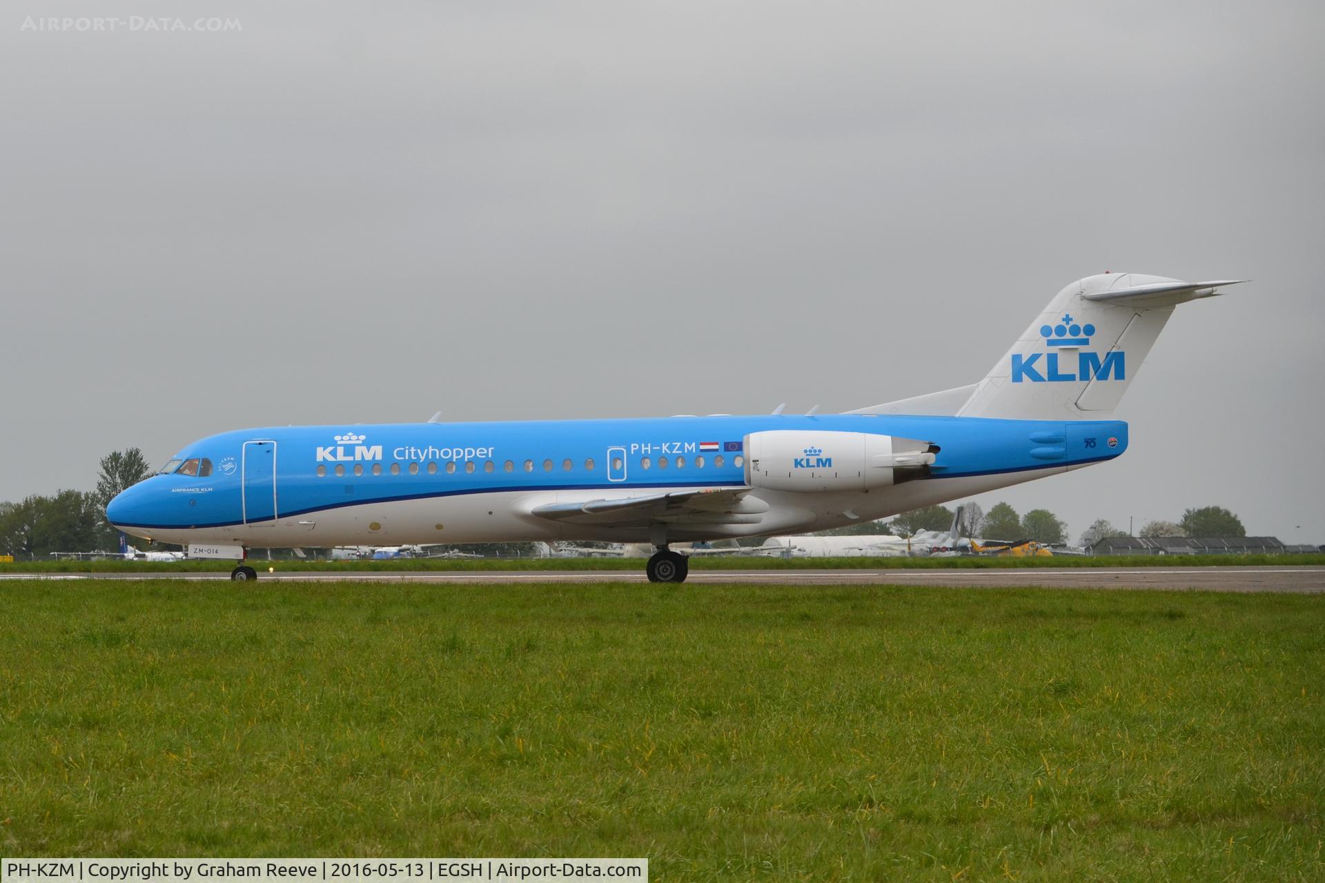 PH-KZM, 1995 Fokker 70 (F-28-0070) C/N 11561, About to depart from Norwich.