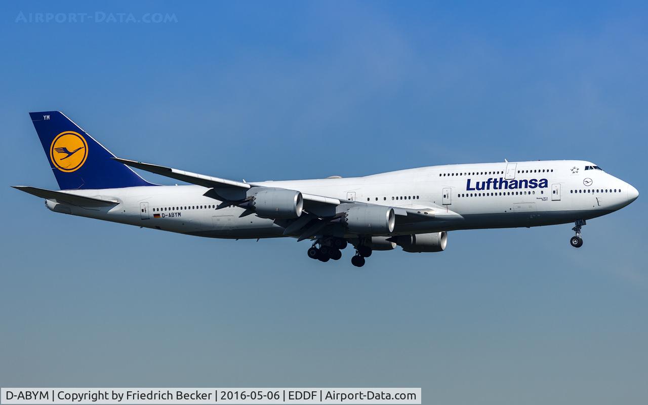 D-ABYM, 2014 Boeing 747-830 C/N 37837, on final RW07C