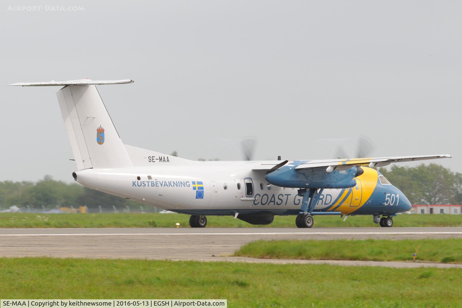 SE-MAA, 2006 De Havilland Canada DHC-8-311AQ Dash 8 C/N 622, Leaving Norwich.