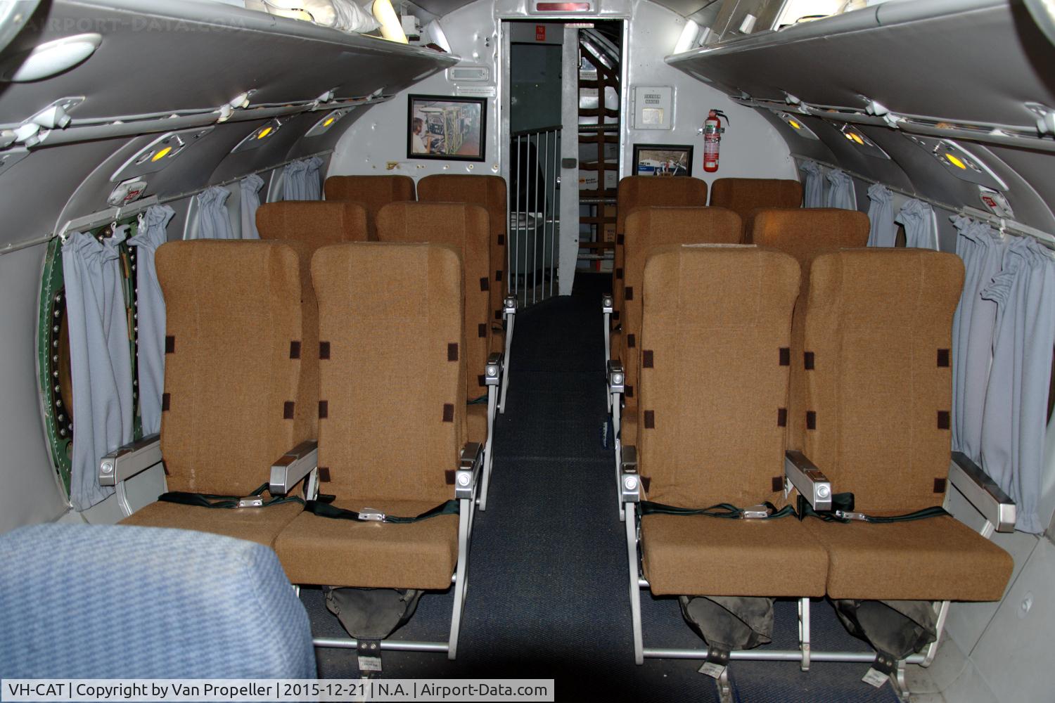 VH-CAT, 1959 Fokker F.27-100 Friendship C/N 10132, Cabin of the Fokker F27 which is now in the South Australian Aviation Museum in Port Adelaide