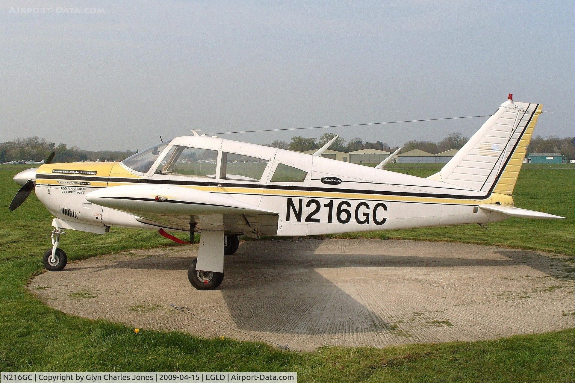 N216GC, 1971 Piper PA-28R-200 Cherokee Arrow B C/N 28R-7135151, With thanks to Denham control tower who granted me authority to take photographs on this part of the aerodrome. Owned by Southern Aircraft Consultancy Inc Trustee but showing American Flight Academy titles. Piper PA-28R-200 Cherokee Arrow B.