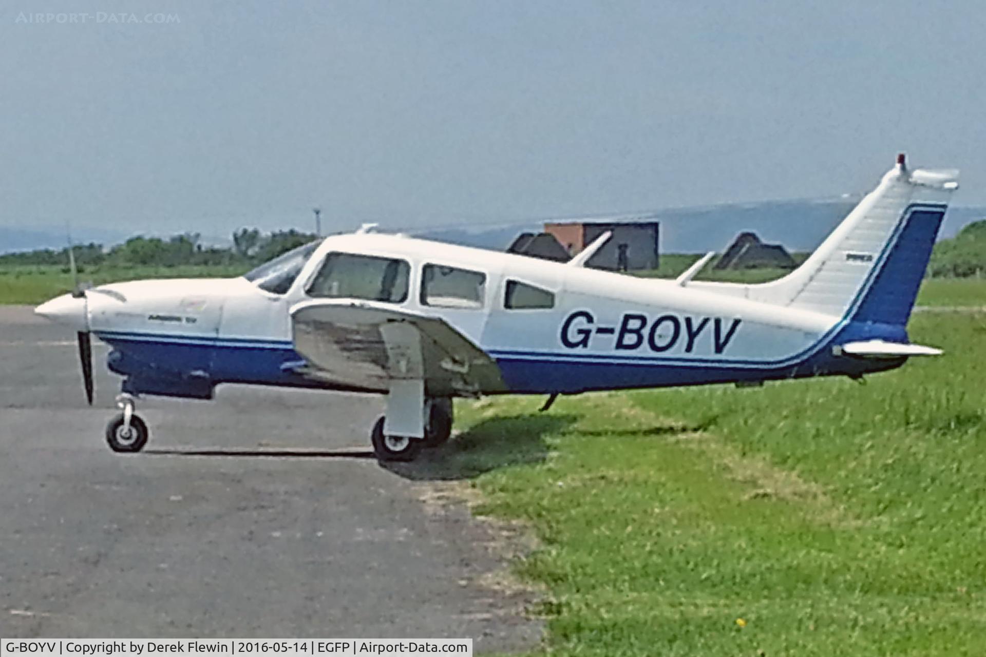 G-BOYV, 1977 Piper PA-28R-201T Turbo Cherokee Arrow III C/N 28R-7703014, Turbo Cherokee Arrow III, Liverpool based, previously N1143H, seen parked up.
