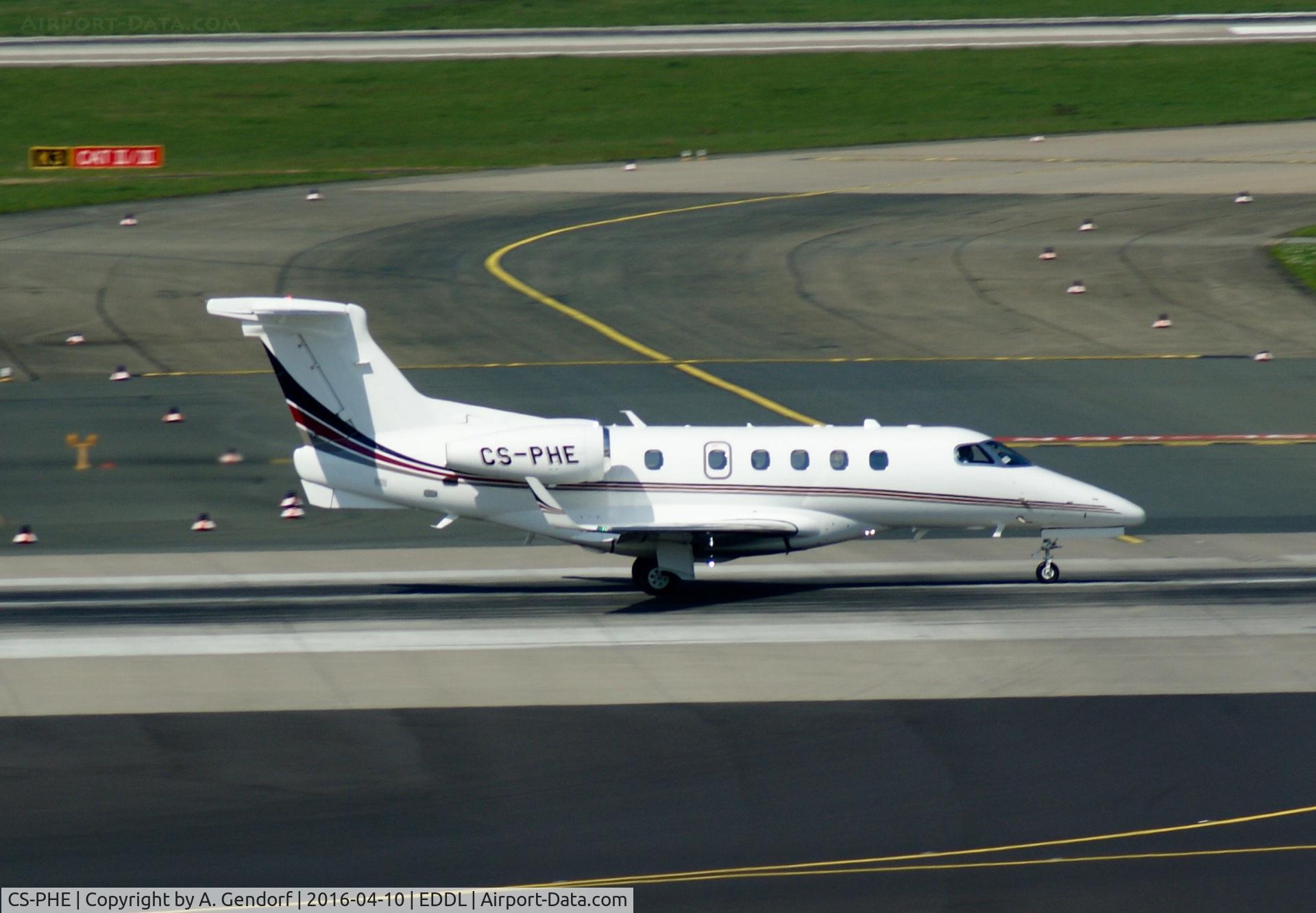 CS-PHE, 2015 Embraer EMB-500 Phenom 100 C/N 50500252, NetJets (untitled), is here speeding up on RWY 05R at Düsseldorf Int'l(EDDL)