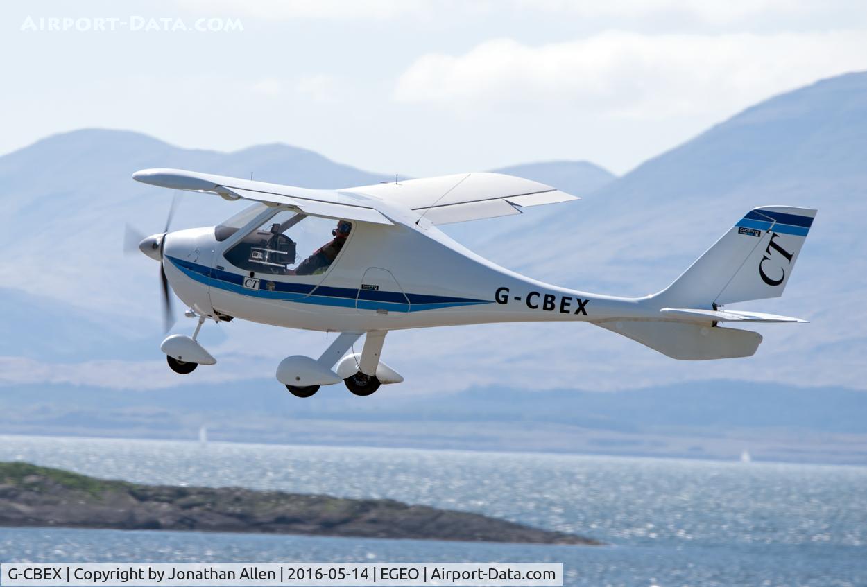 G-CBEX, 2001 Flight Design CT2K C/N 01.08.01.23, Taking off from Oban Airport.