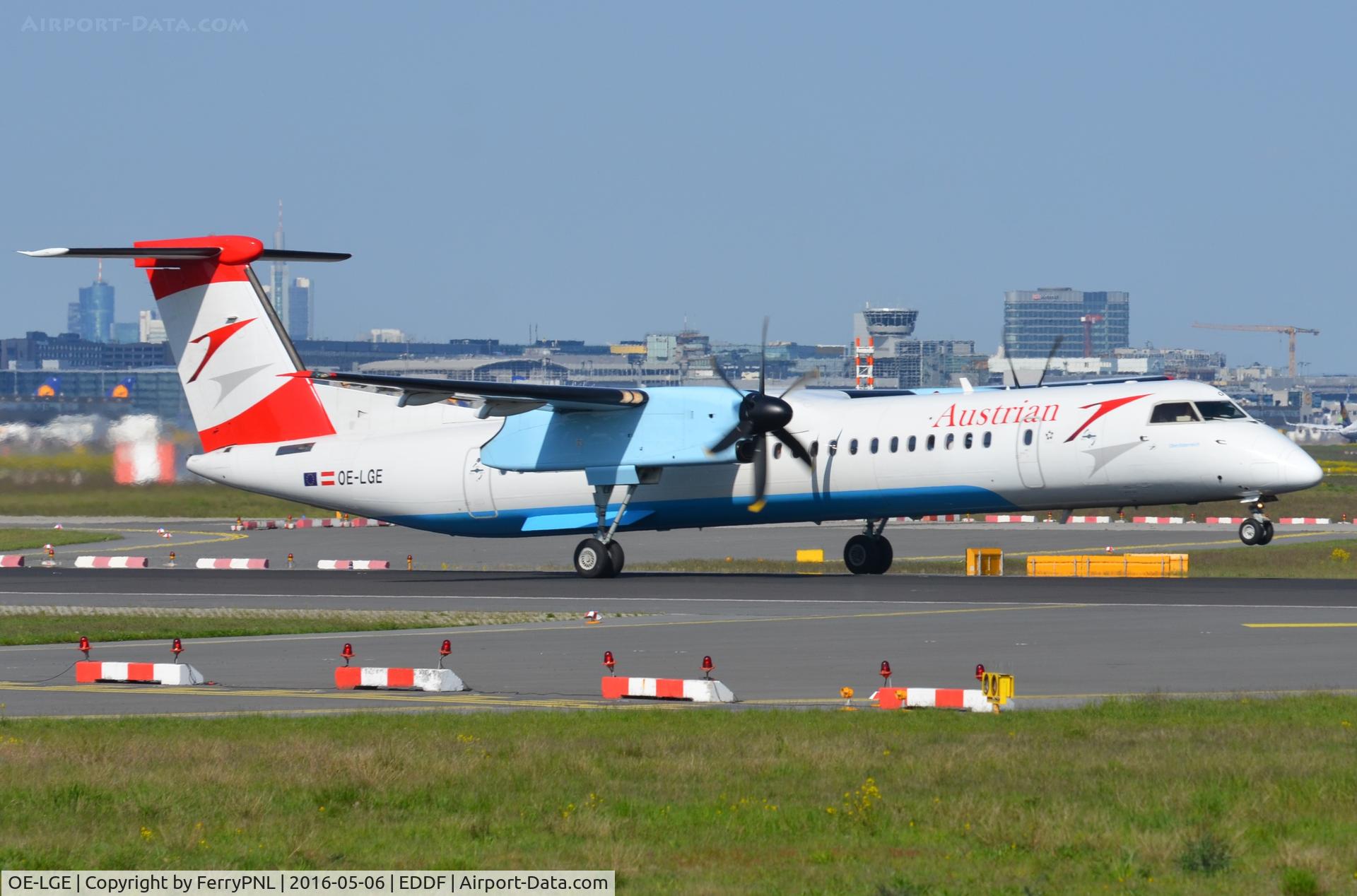 OE-LGE, 2001 De Havilland Canada DHC-8-402Q Dash 8 C/N 4042, Rotating for a flight back to Austria.