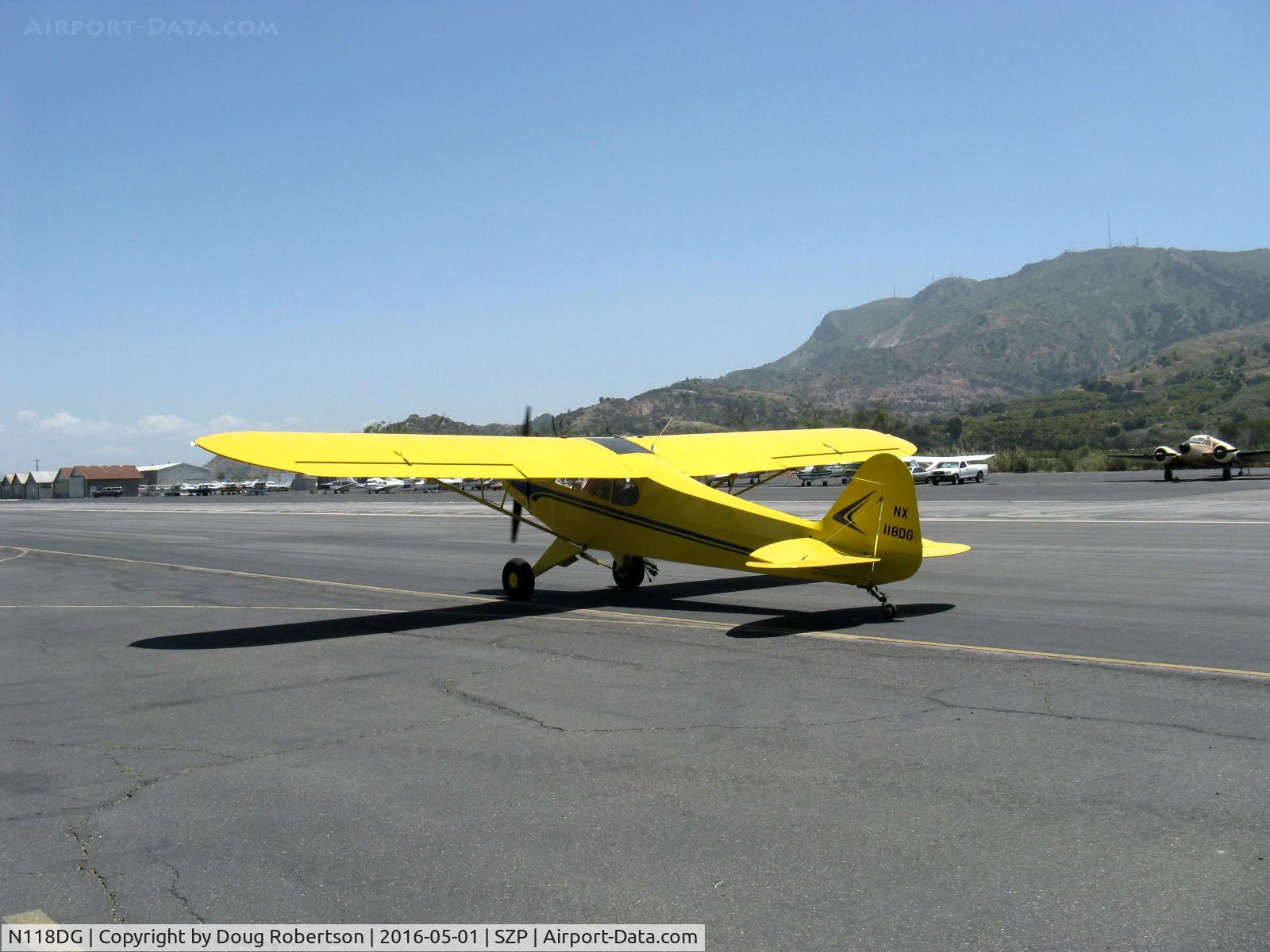 N118DG, 2008 Piper PA-18 Replica C/N 001, 2008 Ganzer XPA18, Continental O-200 100 Hp, Experimental class, taxi to Rwy 22