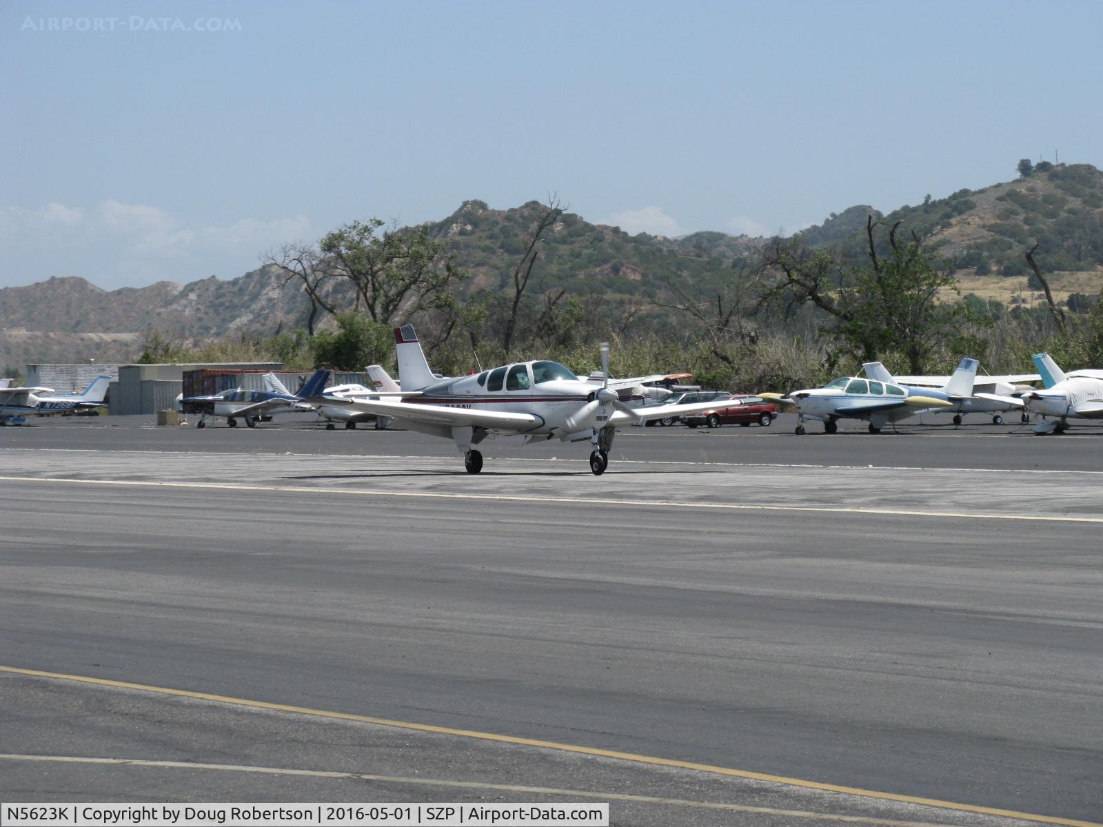 N5623K, 1964 Beech 35-B33 Debonair C/N CD-748, 1964 Beech 35 B33 DEBONAIR, Continental IO-470-K 225 Hp, landing roll Rwy 22