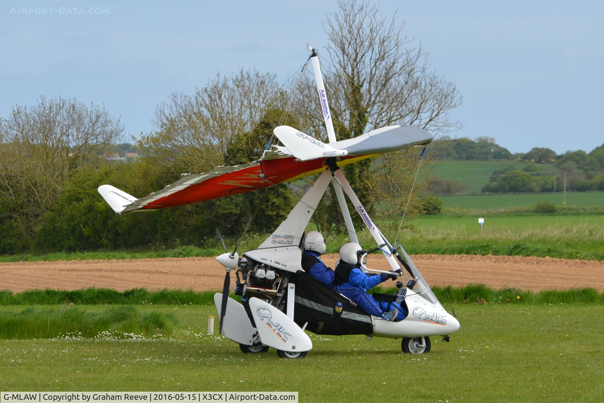 G-MLAW, P&M Aviation Quik GT450 C/N 8310, Note that the reg is repeated on the support as well as the winglet.