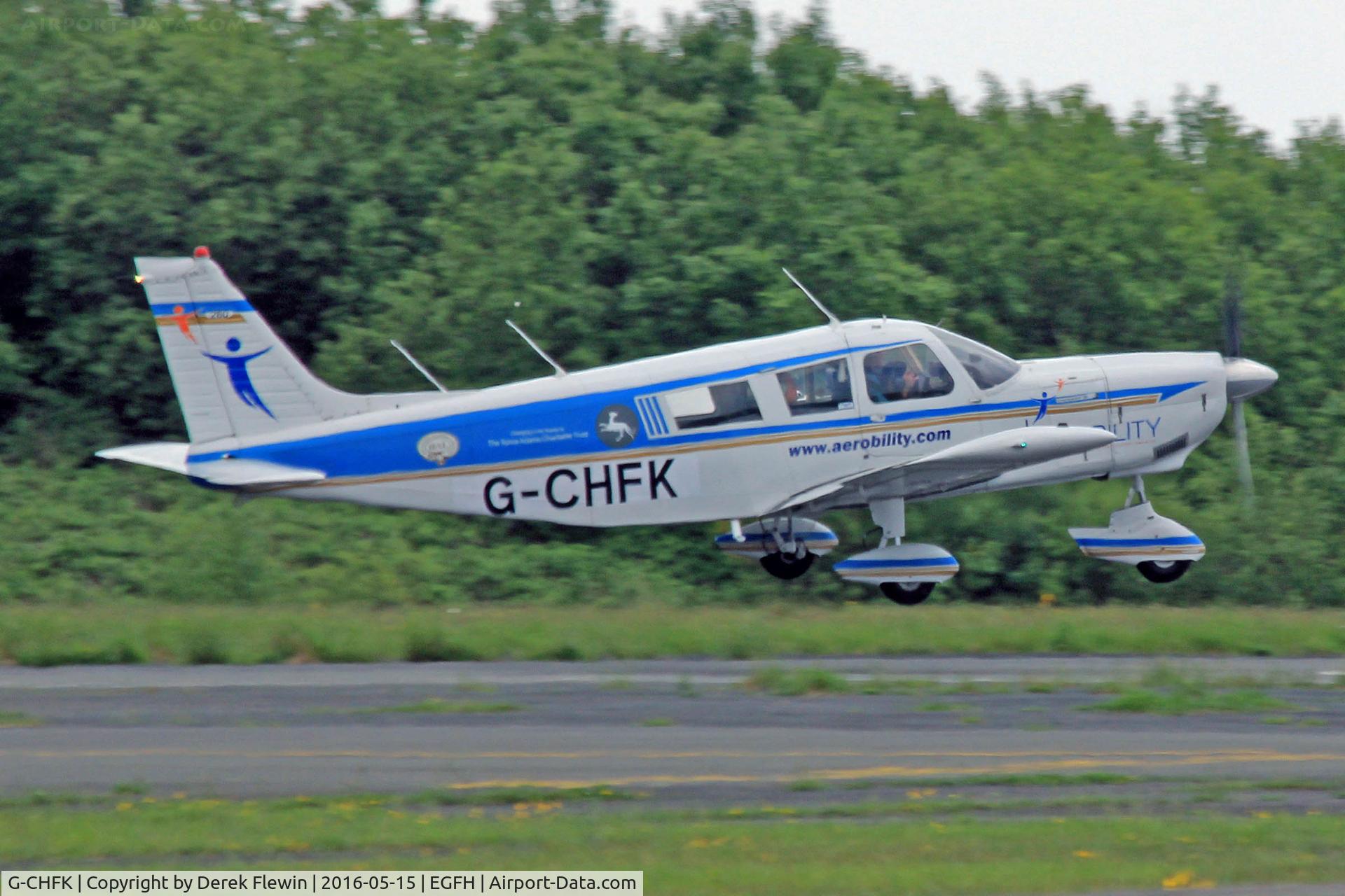 G-CHFK, 1972 Piper PA-32-260 Cherokee Six Cherokee Six C/N 32-7200031, Cherokee Six, British Disabled Flying Association Blackbushe based, previously N5277T, seen departing runway 28 en-route RTB.