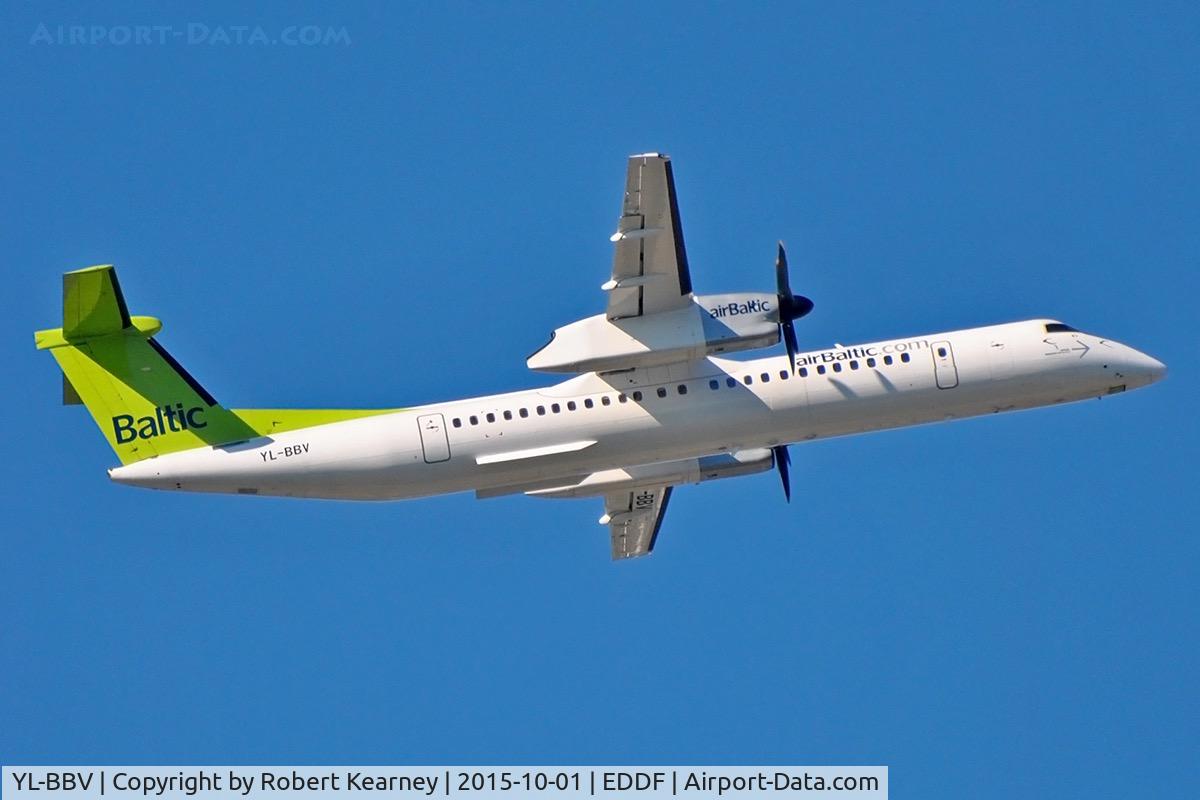 YL-BBV, 2013 De Havilland Canada DHC-8-402Q Dash 8 C/N 4444, Climbing out of EDDF