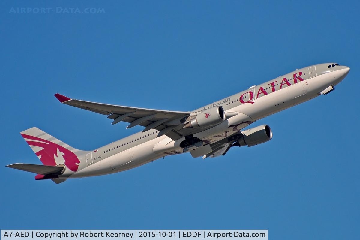 A7-AED, 2005 Airbus A330-302 C/N 680, Climbing out of EDDF