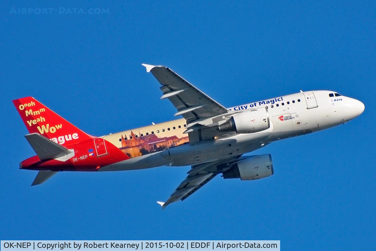 OK-NEP, 2008 Airbus A319-111 C/N 3660, Climbing out of EDDF