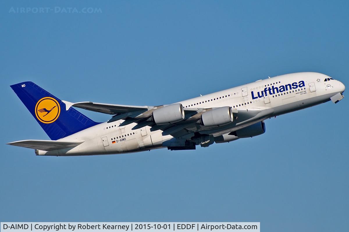 D-AIMD, 2010 Airbus A380-841 C/N 048, Climbing out of EDDF