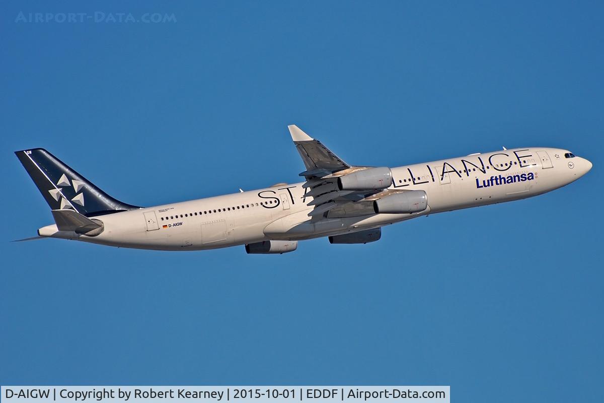 D-AIGW, 2000 Airbus A340-313X C/N 327, Climbing out of EDDF