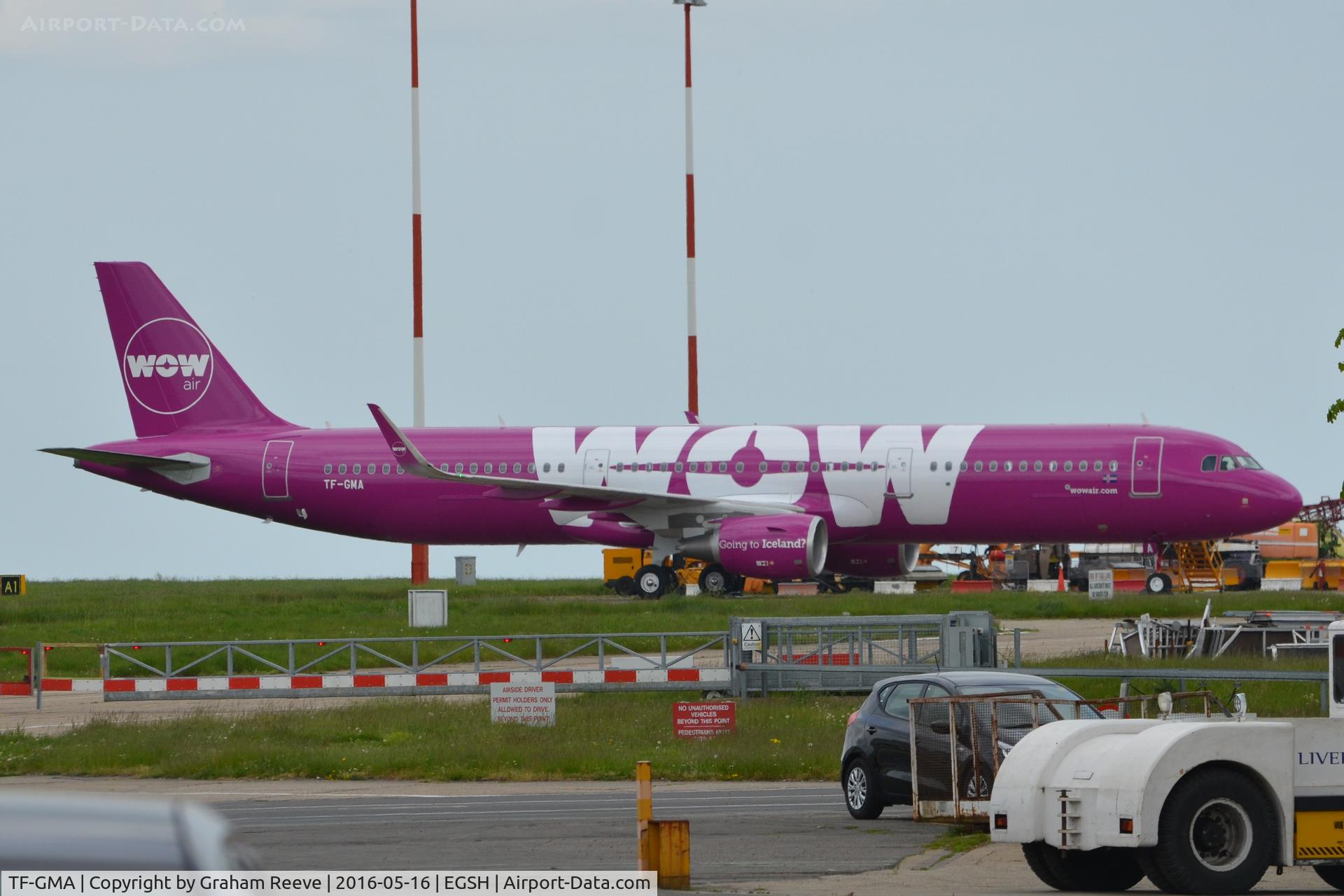 TF-GMA, 2016 Airbus A321-211 C/N 7127, Parked at Norwich.
