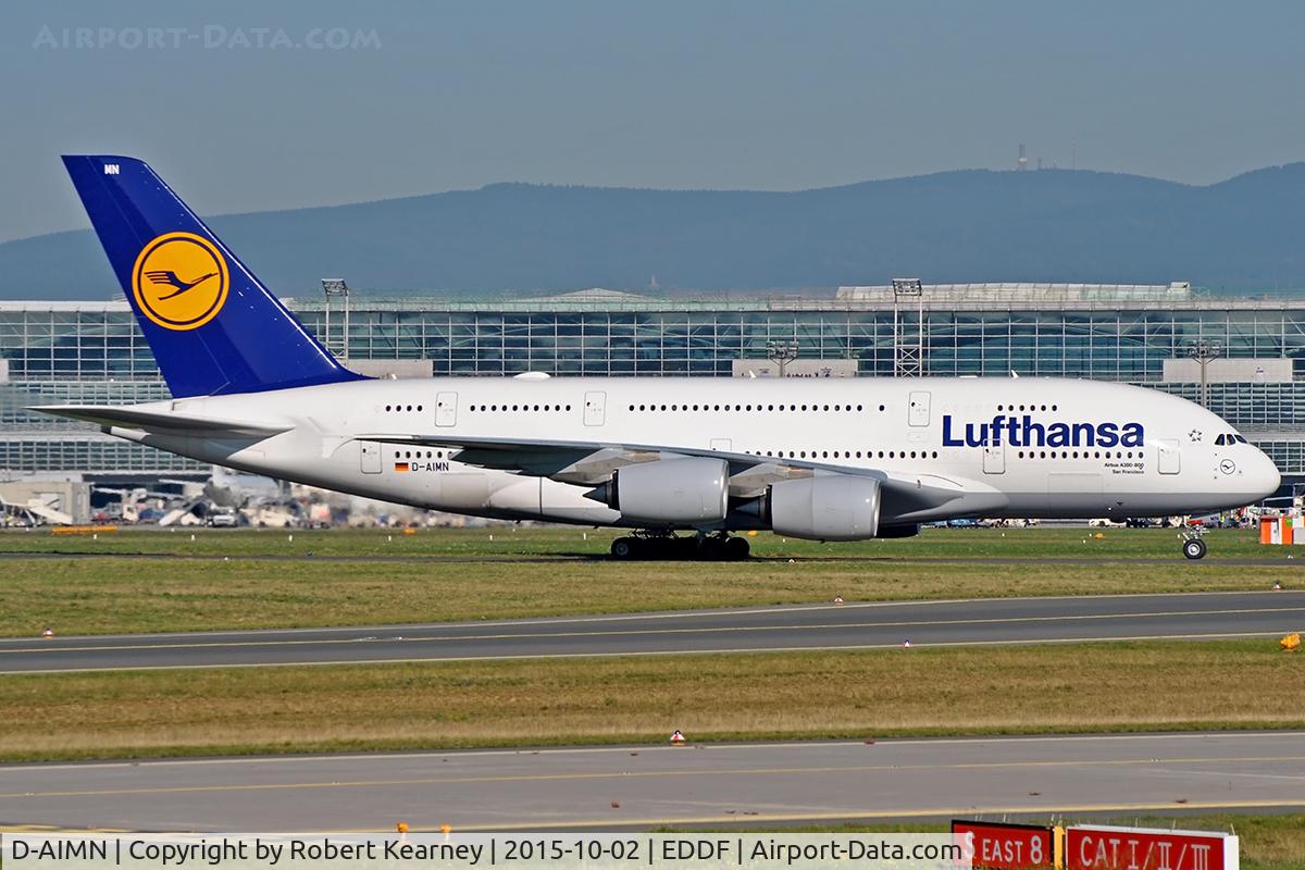 D-AIMN, 2014 Airbus A380-841 C/N 177, Taxiing in after arrival