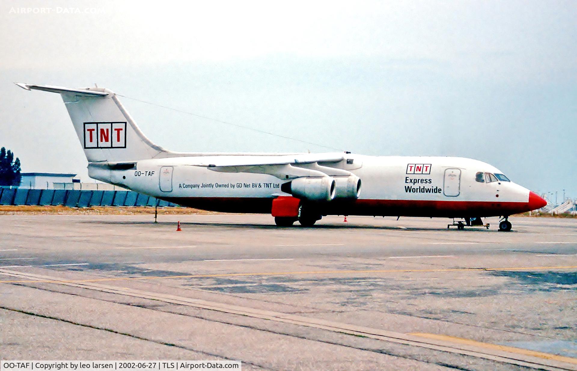 OO-TAF, 1990 British Aerospace BAe-146-300QT Quiet Trader C/N E3186, Toulouse 27.6.02