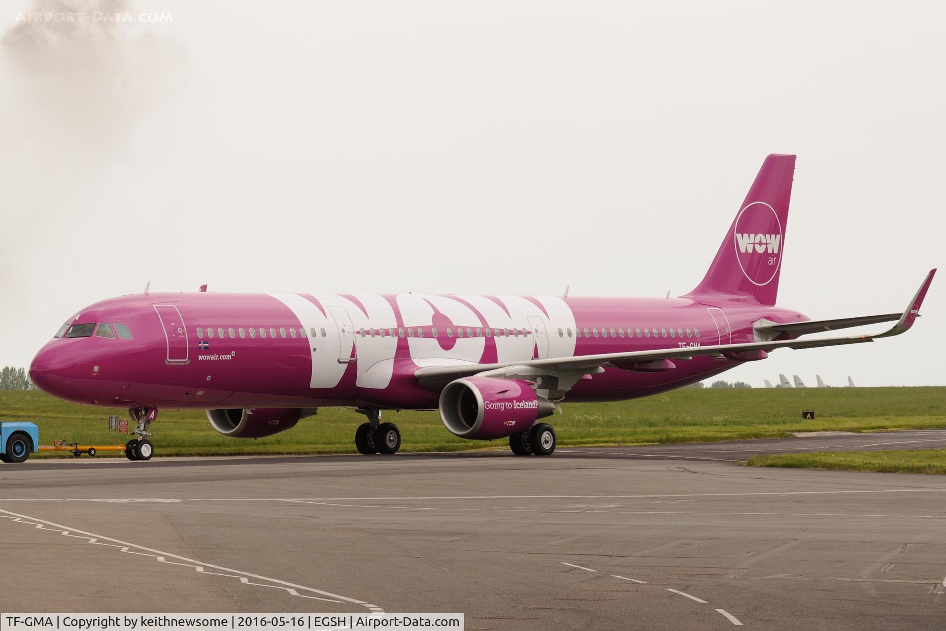 TF-GMA, 2016 Airbus A321-211 C/N 7127, New airframe just out of spray shop.