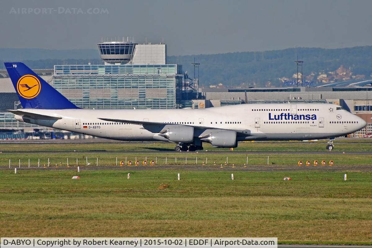 D-ABYO, 2014 Boeing 747-830 C/N 37841, Taxiing in after arrival