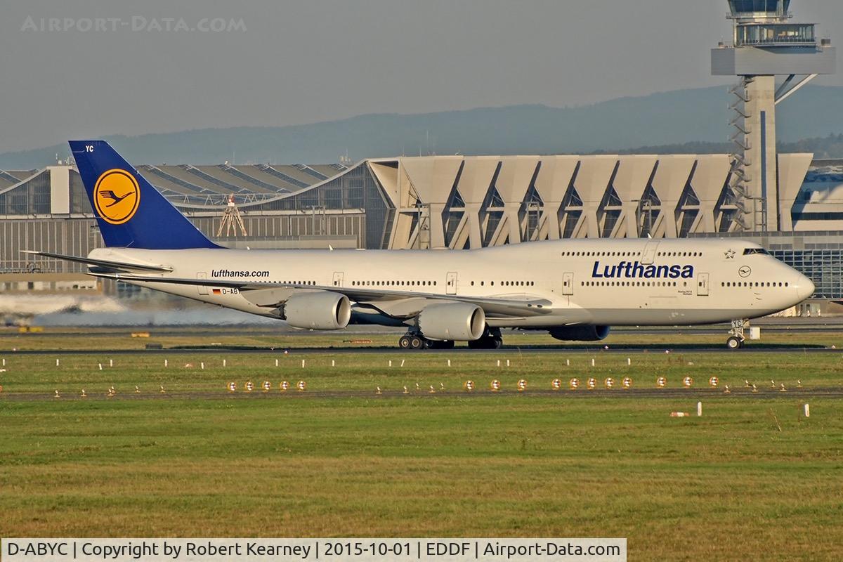 D-ABYC, 2012 Boeing 747-830 C/N 37828, Taxiing in after arrival