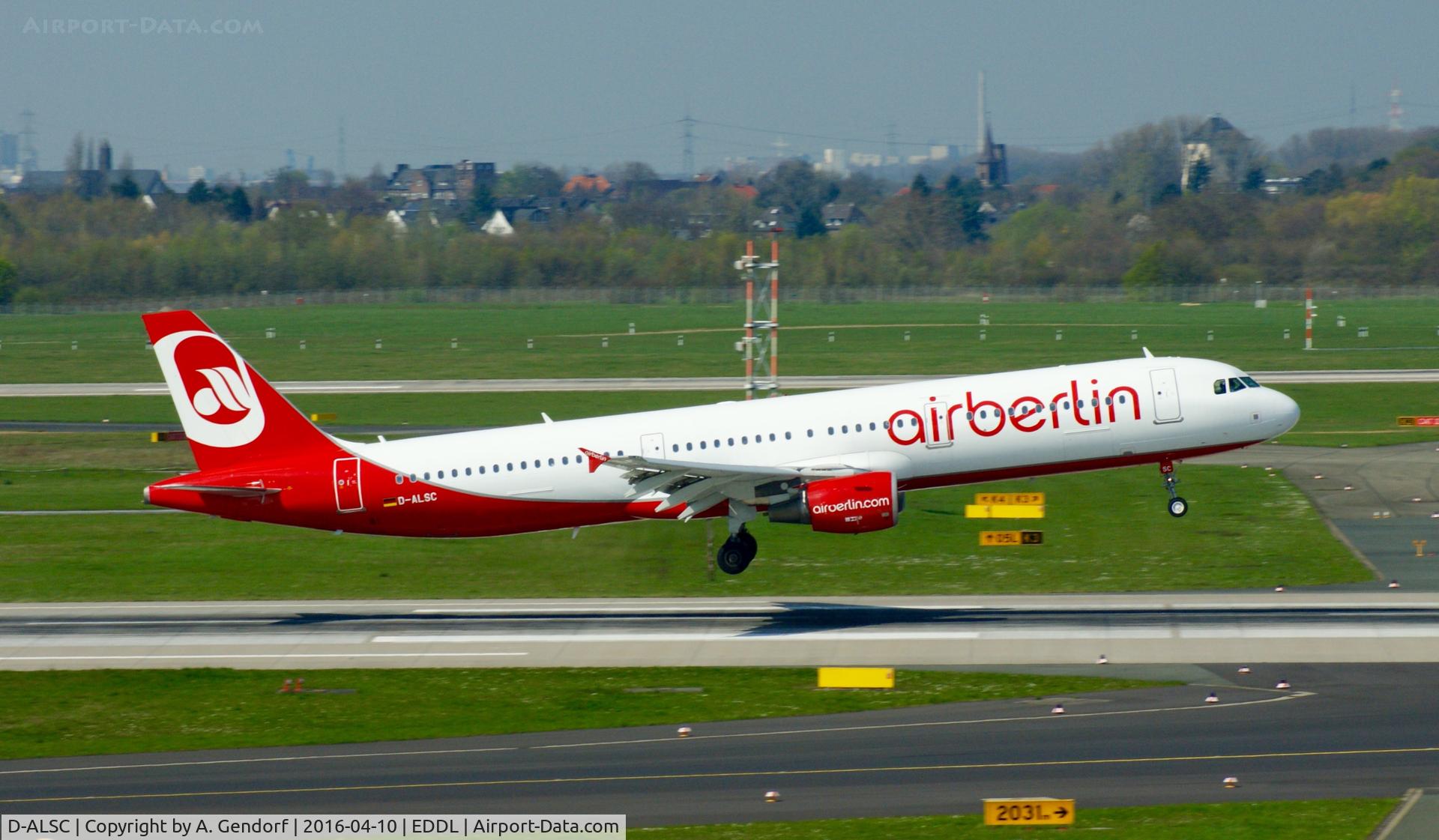 D-ALSC, 2003 Airbus A321-211 C/N 2005, Air Berlin, is here landing at Düsseldorf Int'l(EDDL)