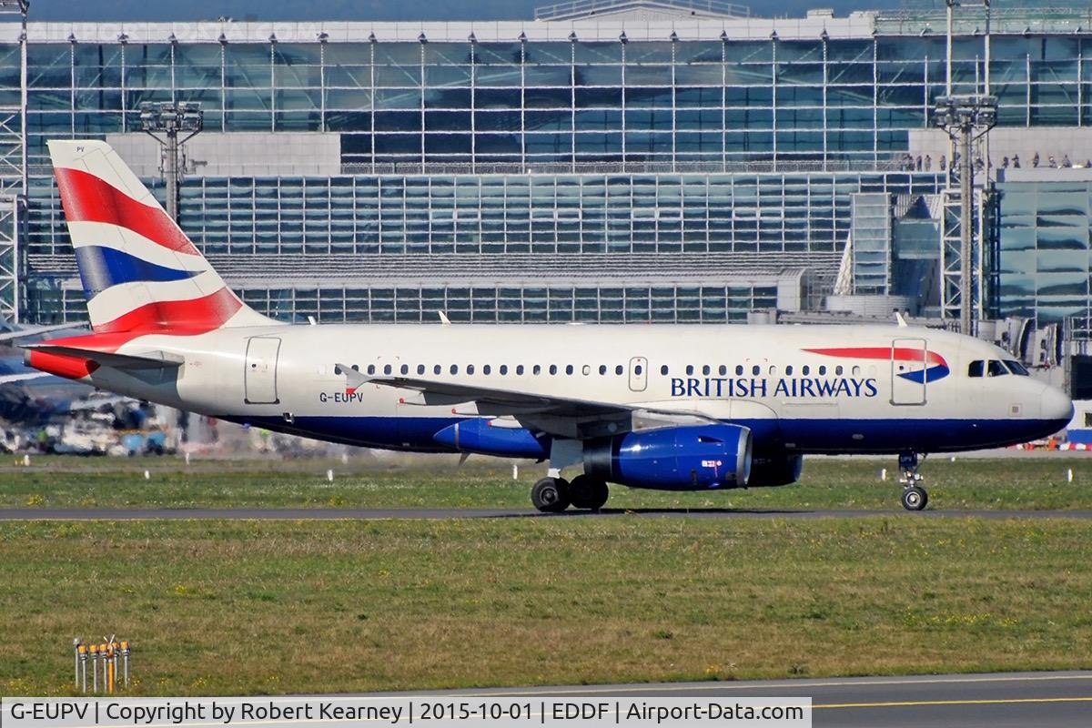 G-EUPV, 2001 Airbus A319-131 C/N 1423, Taxiing in after arrival