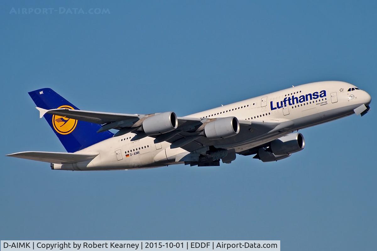 D-AIMK, 2013 Airbus A380-841 C/N 118, Climbing out of EDDF