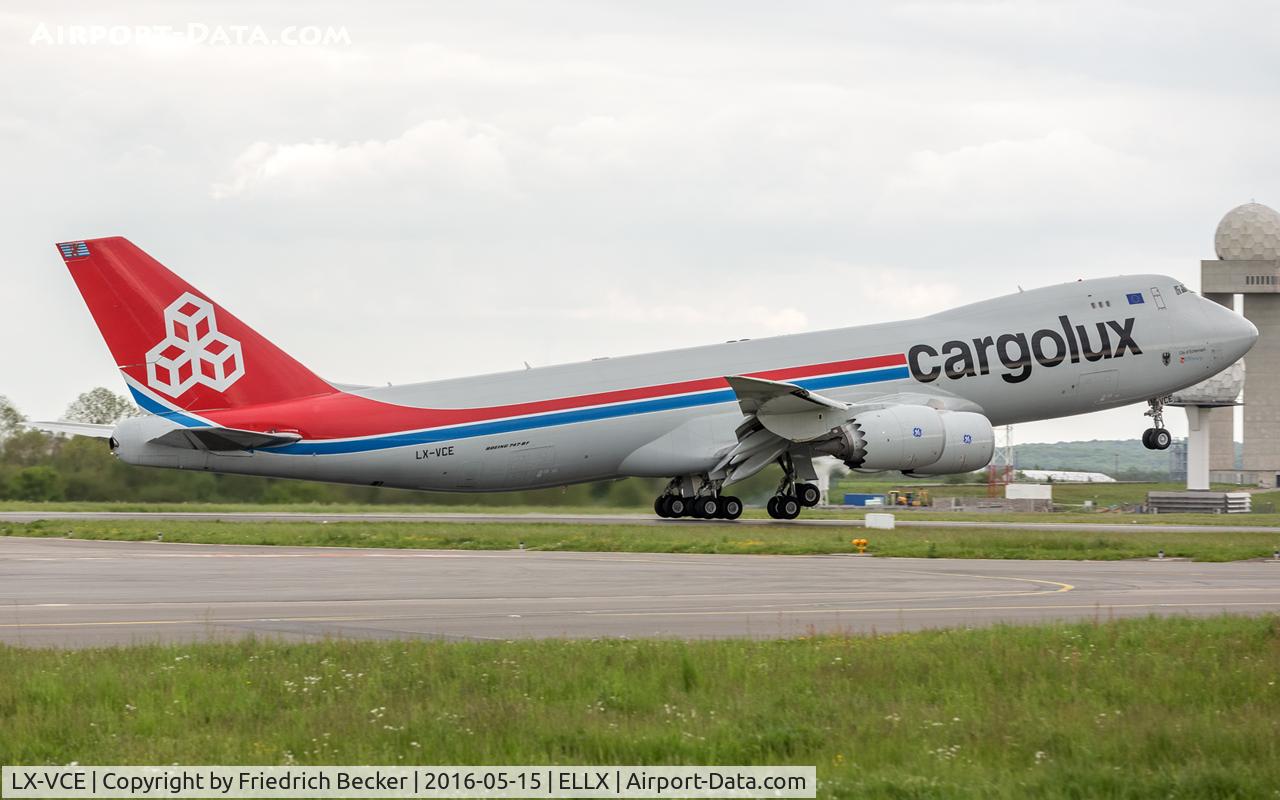 LX-VCE, 2012 Boeing 747-8R7F C/N 35810, departure via RW24