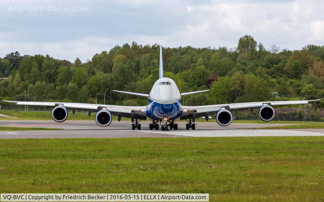 VQ-BVC, 2014 Boeing 747-83QF C/N 44937, line up prior departure from RW24
