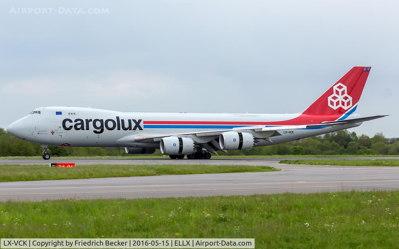 LX-VCK, 2014 Boeing 747-8R7F C/N 38078, decelerating after touchdown