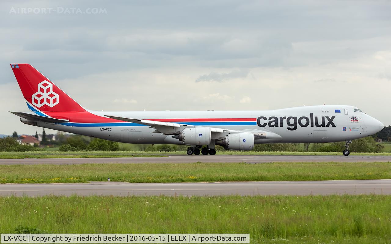 LX-VCC, 2010 Boeing 747-8R7F C/N 35807, departure via RW24