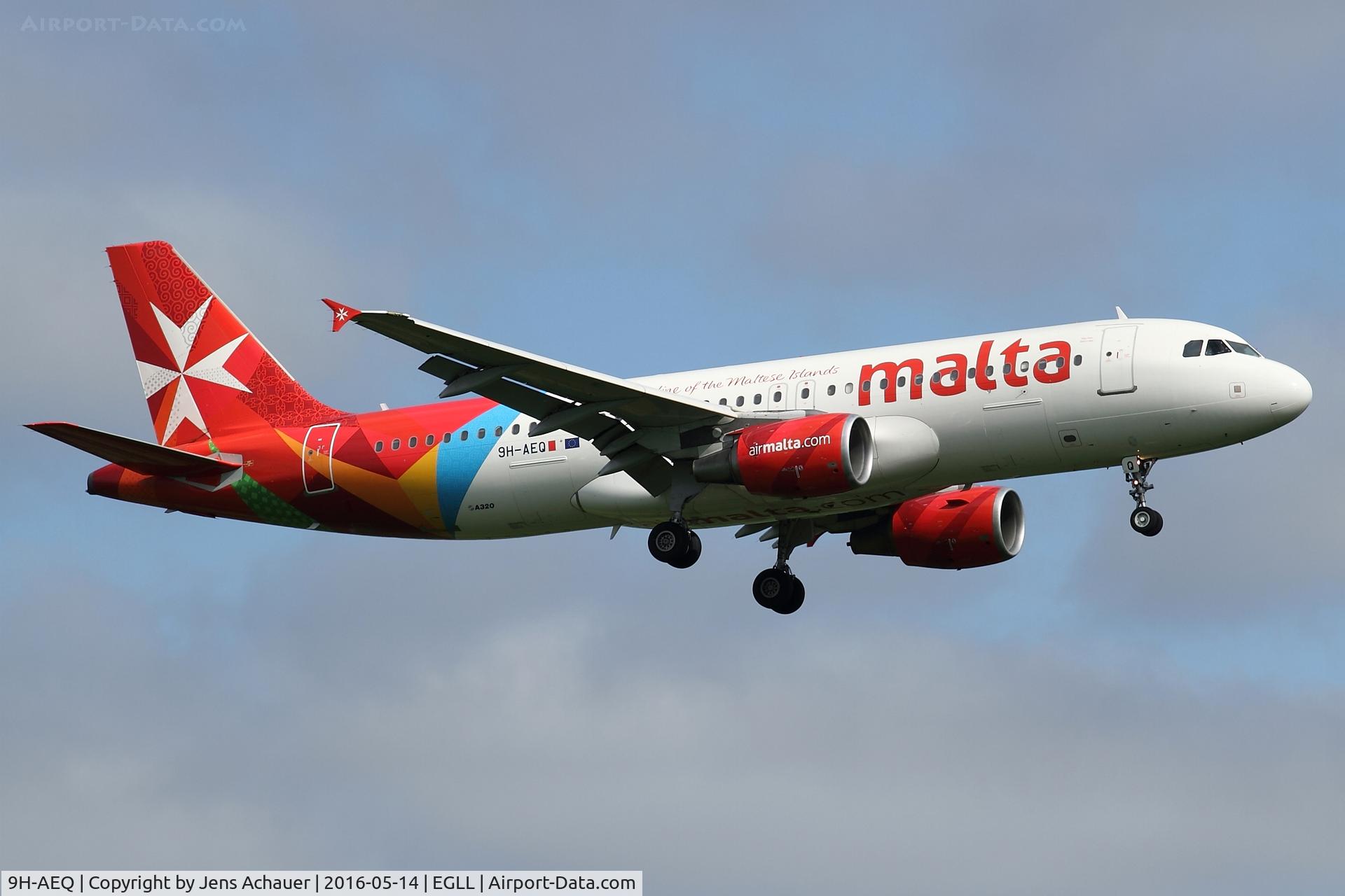 9H-AEQ, 2007 Airbus A320-214 C/N 3068, arriving from Malta
