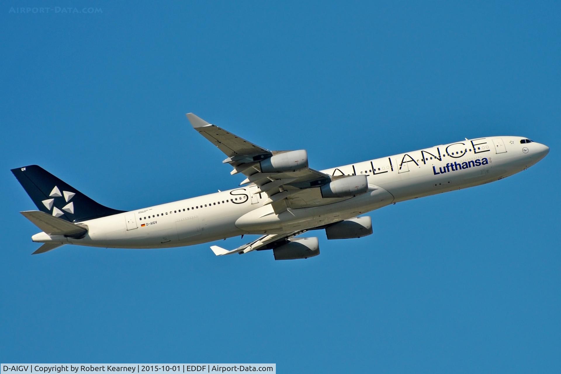 D-AIGV, 2000 Airbus A340-313X C/N 325, Climbing out of EDDF