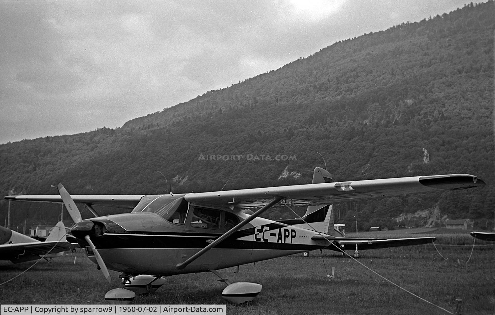 EC-APP, 1959 Cessna 182B Skylane Skylane C/N 51621, Seen at Biel-Boezingen airfield(closed 1963): Rally de la Montre 1960. Scanned from a b/w-negative.