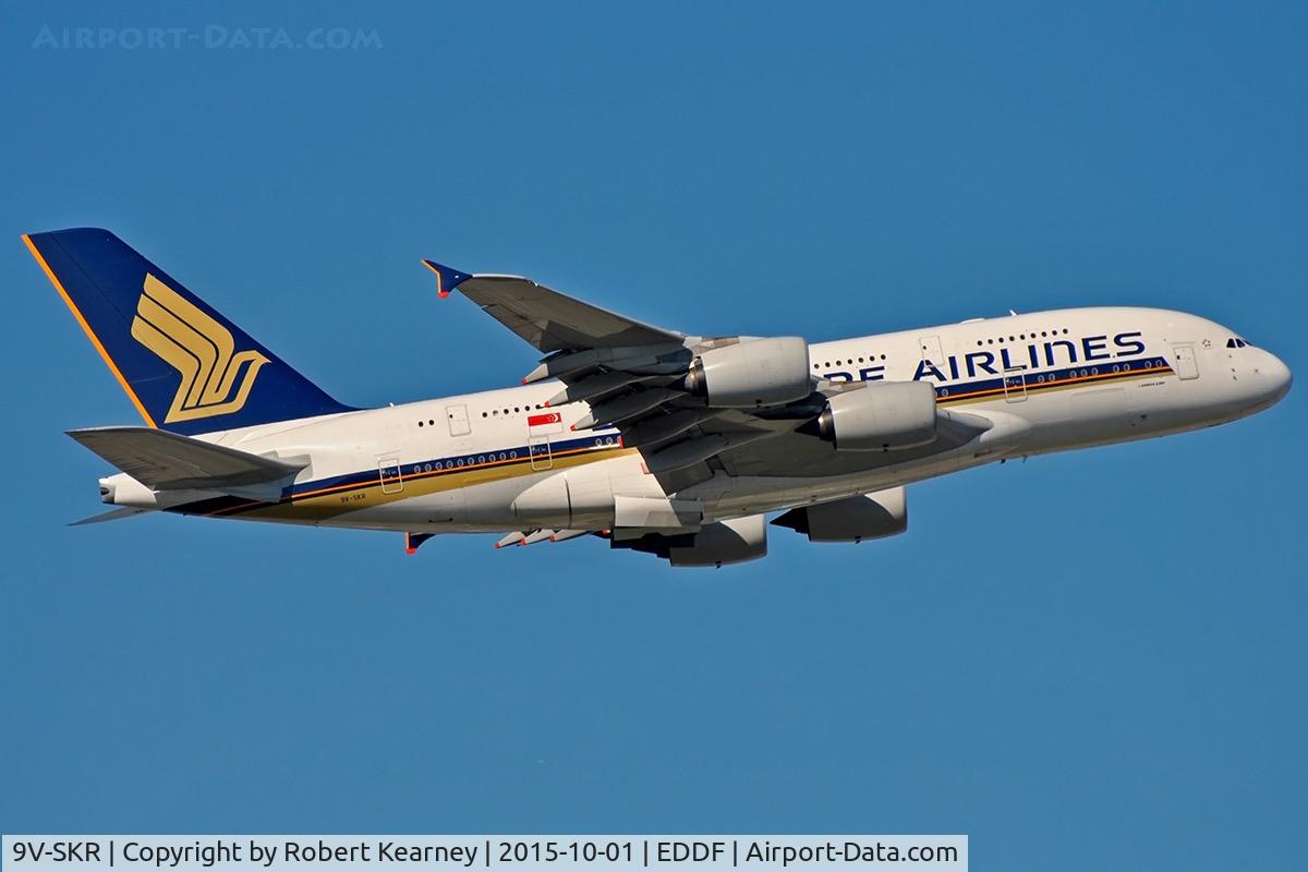 9V-SKR, 2011 Airbus A380-841 C/N 082, Climbing out of EDDF
